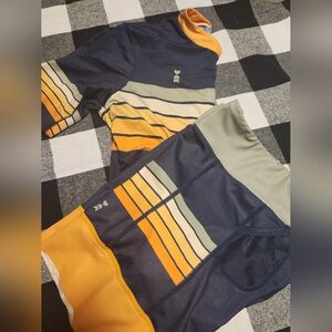 Stylish Navy and Orange Athletic Shorts